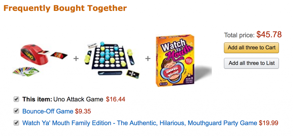 Example of product bundling from retail store Amazon.